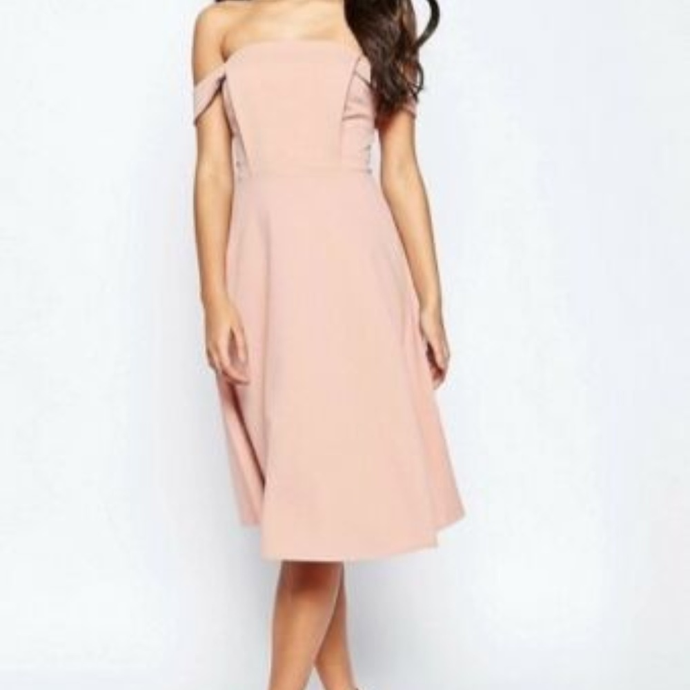 ASOS PETITE Midi Dress Nude Blush US 4
